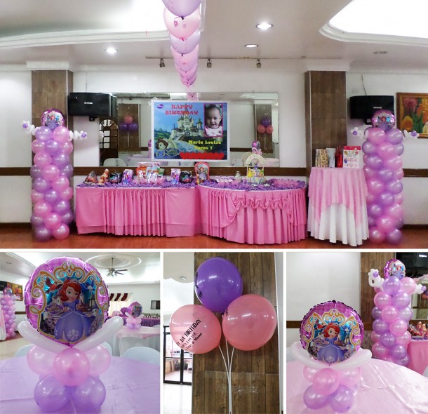 Sofia the first Balloon Decoration Setup at Maria Lina Catering