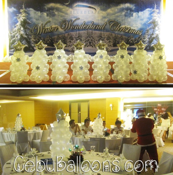 Christmas Tree Centerpieces for Blue Blade Christmas Party at Quest Hotel