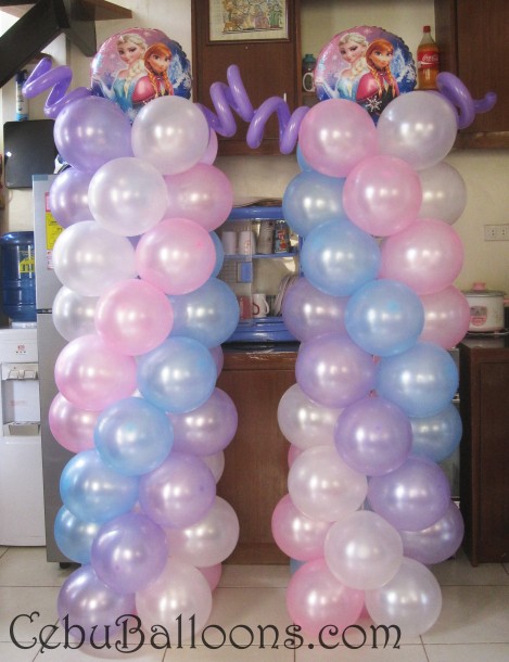 Balloon Pillars with Elsa & Anna Toppers