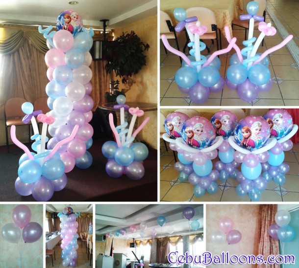 Frozen Theme Balloon Decoration for 1st Birthday at NS Royal Pensionne