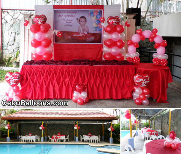 Valentines 2015 Balloon Decor for a Birthday at Metro Park Hotel (Pool Area)