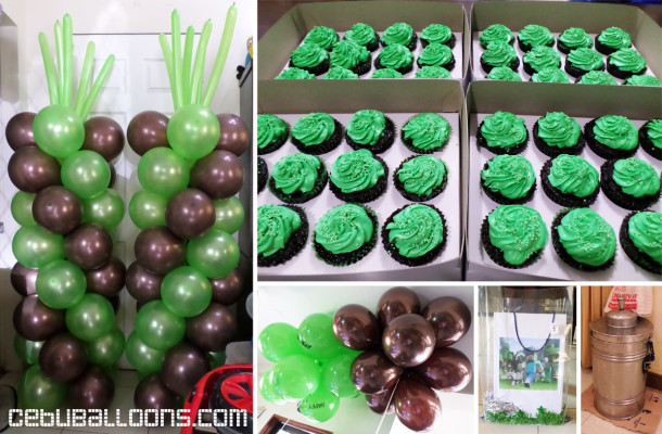 Minecraft-theme Balloons, Cupcakes, Ice Cream and Pinata