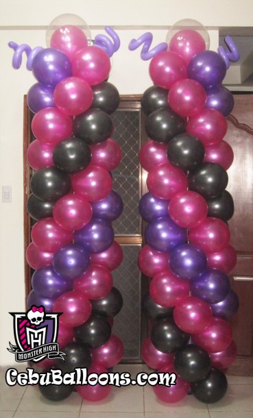 8-feet Balloon Pillars for a Monster High Birthday