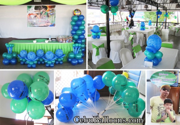 Green & Blue Balloon Decoration at Orosia Food Park