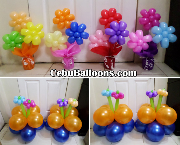 Floral ground balloons & table centerpieces