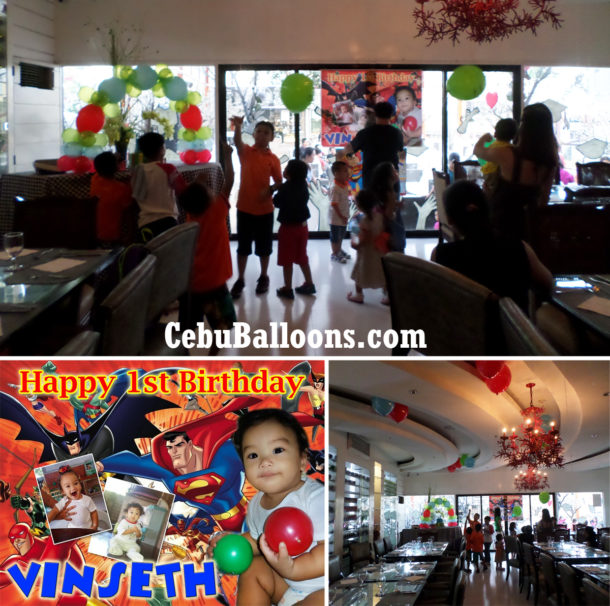 Superman Balloons with Tarp & Party Host at Pino Restaurant Ground Floor