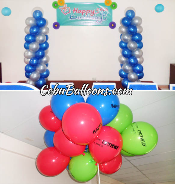 Balloon Pillars & Flying Balloons for a 55th Birthday at LEMCO