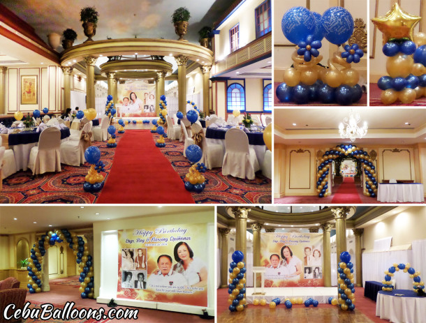 Beautiful Blue & Gold Balloon Decoration at Waterfront Hotel Lahug