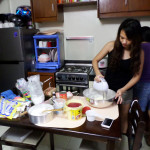 Lyxa making the home-made cake
