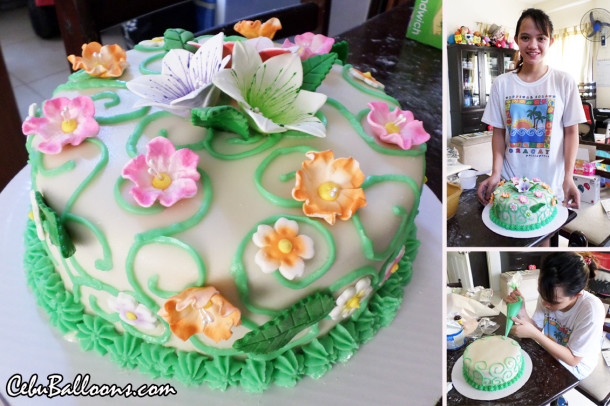 Semi-fondant Floral Cake for Lisa's Birthday