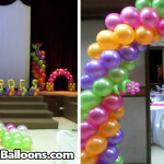 Colorful Hi-5 Balloon Decoration for a 75th Birthday at CAP Theater