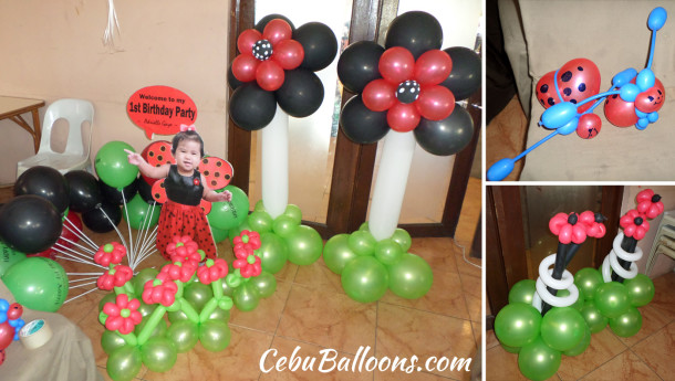 Lady Bug Balloon Decors with Standee and Clown at Sugbahan