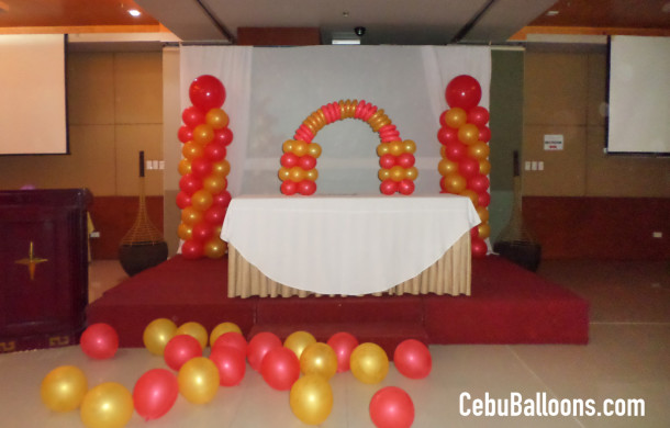 Red & Gold Balloons for a 60th Birthday at Allure Hotel