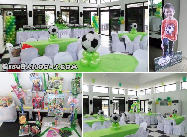 Soccer Theme Balloon Decors with Party Supplies, Styro Standee & Clown Host at Amara Function Room