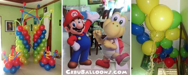 Super Mario Balloon Decoration & Character Standees at Cambiohan, Consolacion