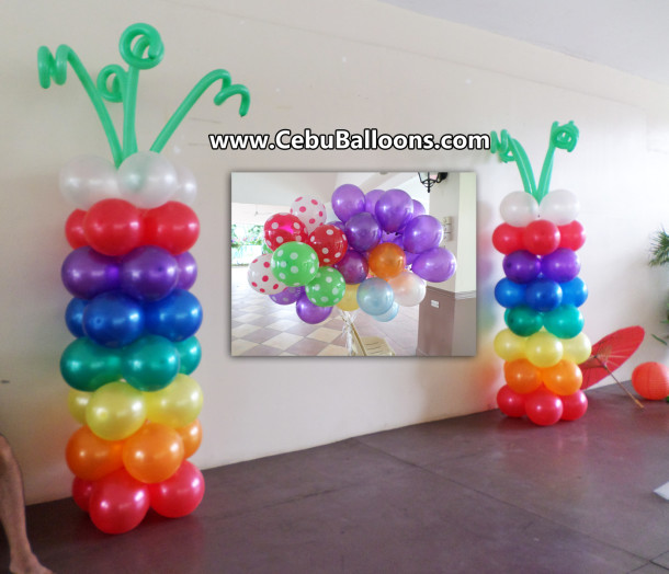 Super Mario Brothers Colorful Balloon Pillars and Flying Balloons at IPI Center