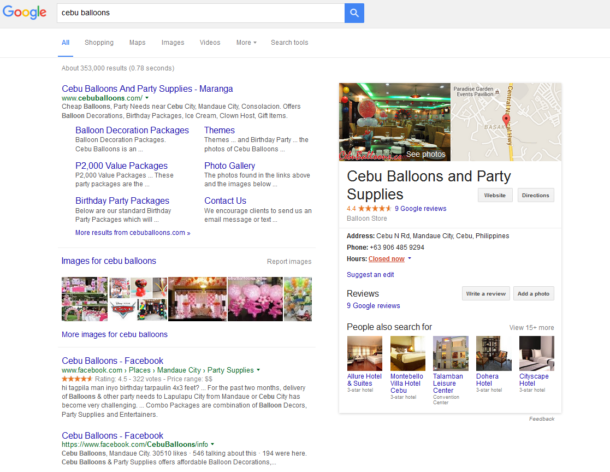 Cebu Balloons a Google Trusted Website