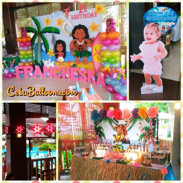 Francheska's Moana Backdrop with Balloons and Dessert Buffet