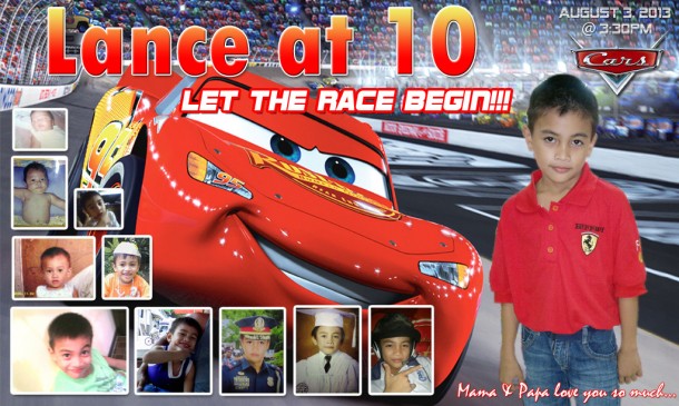 Lance at 10 (Cars Theme Tarpaulin Design)