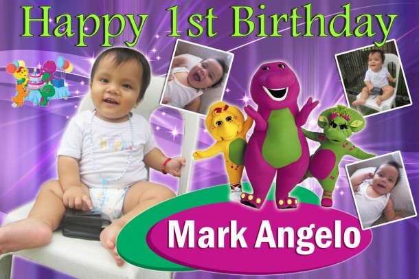 Mark Angelo's 1st Birthday - Barney Theme Tarp