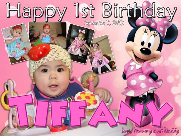 Tiffany's 1st Birthday Tarpaulin (Mickey Mouse Theme)
