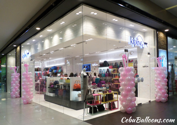 Baby Pink & White Balloon Pillars at Kipling Philippines SM Cebu