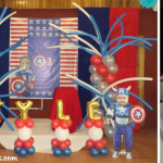 Captain America Balloon Setup with Tarp and Standees at Lola Saling's Restaurant