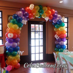Colorful Entrance Arch for a Disney Up theme Balloon Setup at AA's Barbeque Guadalupe