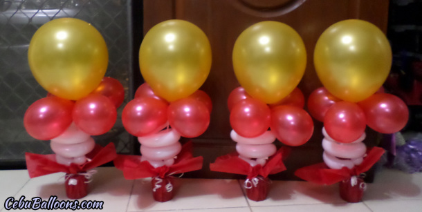 Gold, Red, White - Balloon Centerpieces for Ironman Birthday