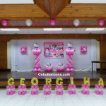 Hello Kitty Stage Decoration (for Georgina) using Balloons & Tarp at Sacred Heart Center