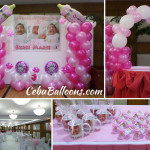 Pink, Hot Pink, White Balloon Setup with Giveaways for a Christening at Crown Regency (Jade Room)