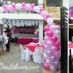 Pink & Purple Balloon Entrance Arch with Flying Balloons at L. Jaime Mandaue City