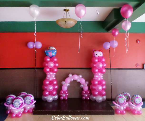 Hello Kitty-Girl Christening Balloon Setup at Hannah's Function Room Ground Floor