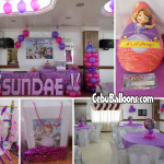 Sofia the First Balloon Decors & Party Supplies for Sundae's 1st Birthday at Maria Lina