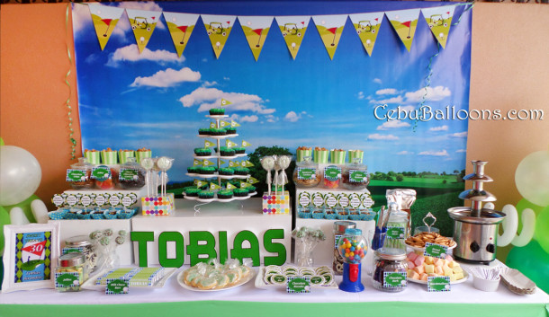 Golf theme Dessert Buffet with Choco Fountain