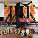 Black, Gold & Red Balloon Decoration for a Debut at Marco Polo Hotel