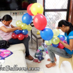 Balloon Workshop - doing the Cake Arch