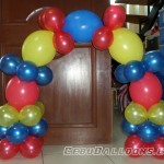 Table-top Cake Arch (Red, Blue, Yellow) Justice League Theme