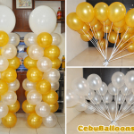 White & Gold Balloons for a 50th Birthday