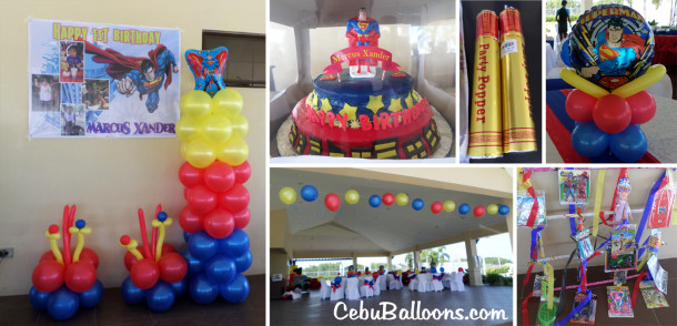 Superman Balloon Decoration with Cake & Party Supplies at Ajoya Subdivision